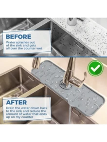 1 pieza de rejilla de drenaje de silicona, cubierta a prueba de salpicaduras para el fregadero, dispositivo a prueba de salpicaduras de silicona para detrás de grifos de cocina y baño, soporte para esponjas del fregadero, cubierta a prueba de salpicaduras y almohadilla de drenaje ordenada - Multicolor - Ver 7