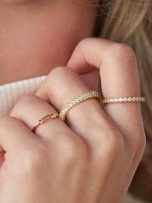 Anéis de dedo de prata esterlina 925, elegantes, minimalistas e luxuosos, com zircônias pavimentadas, para mulheres, uso diário ou para festas