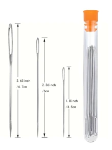 12pcs/15pcs Side Eye Large Eyed Sewing Needles, Easy Threading Suitable For Elderly, Wooden Round Storage Box, Rustproof Needles, Sewing Clothing DIY Tool