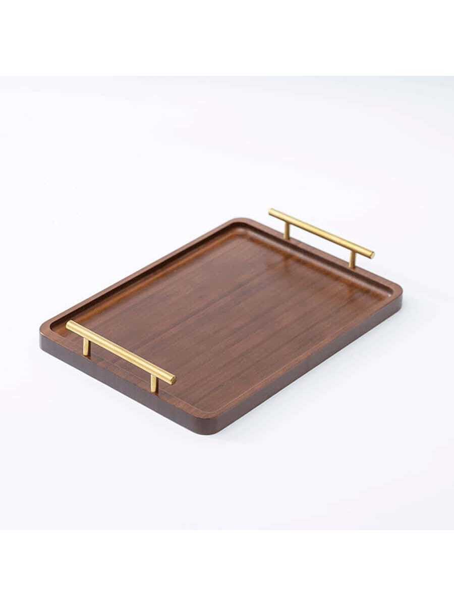 1 件装长方形竹制茶盘，带木柄，家庭/酒店小餐盘，早餐和小吃餐盘 - 軍綠色 - 查看 1