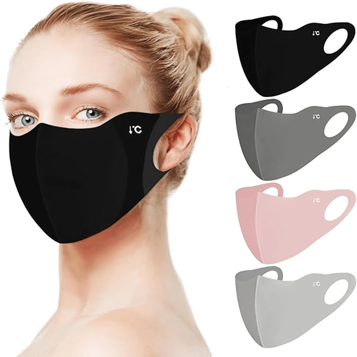 1 pieza Máscara de protección UV rosa - Máscara de verano estilo bohemio de fibra de seda ligera y transpirable, lavable y reutilizable, con cierre de oreja, diseño de copa y visera de cobertura completa para montar y conducir, diseño de contorno 3D - Multicolor - Ver 1
