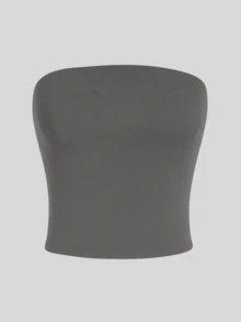 2 Women's Strapless Top Without Underwire Basic Double Layer Of Shaping Suplex - Gray and Pink - View 2