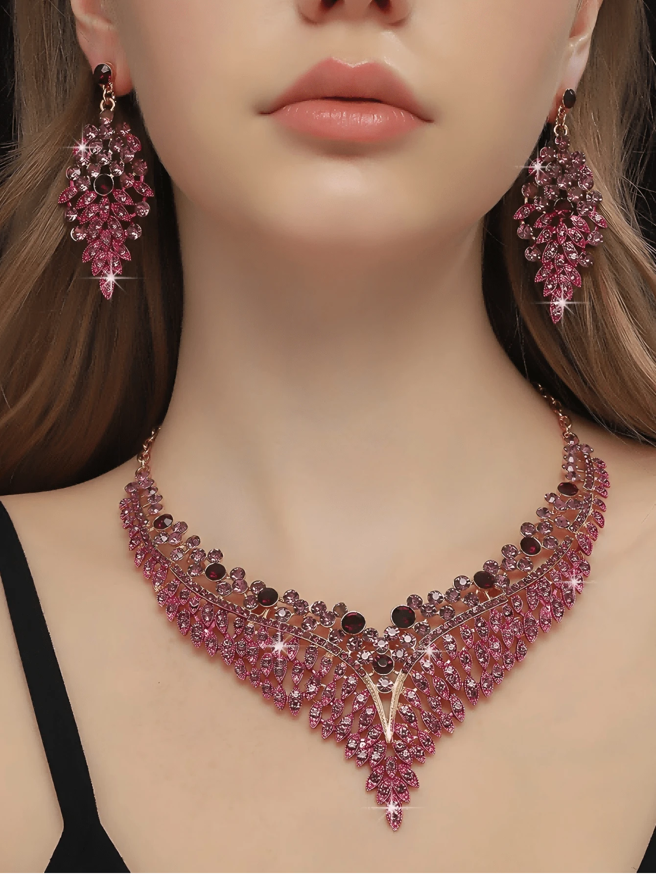 3pcs Bridal Jewelry Set: Necklace, Bracelet, Luxurious Cubic Zirconia Rhinestone For Wedding Dress, High-End Accessories - Multicolor - View 1