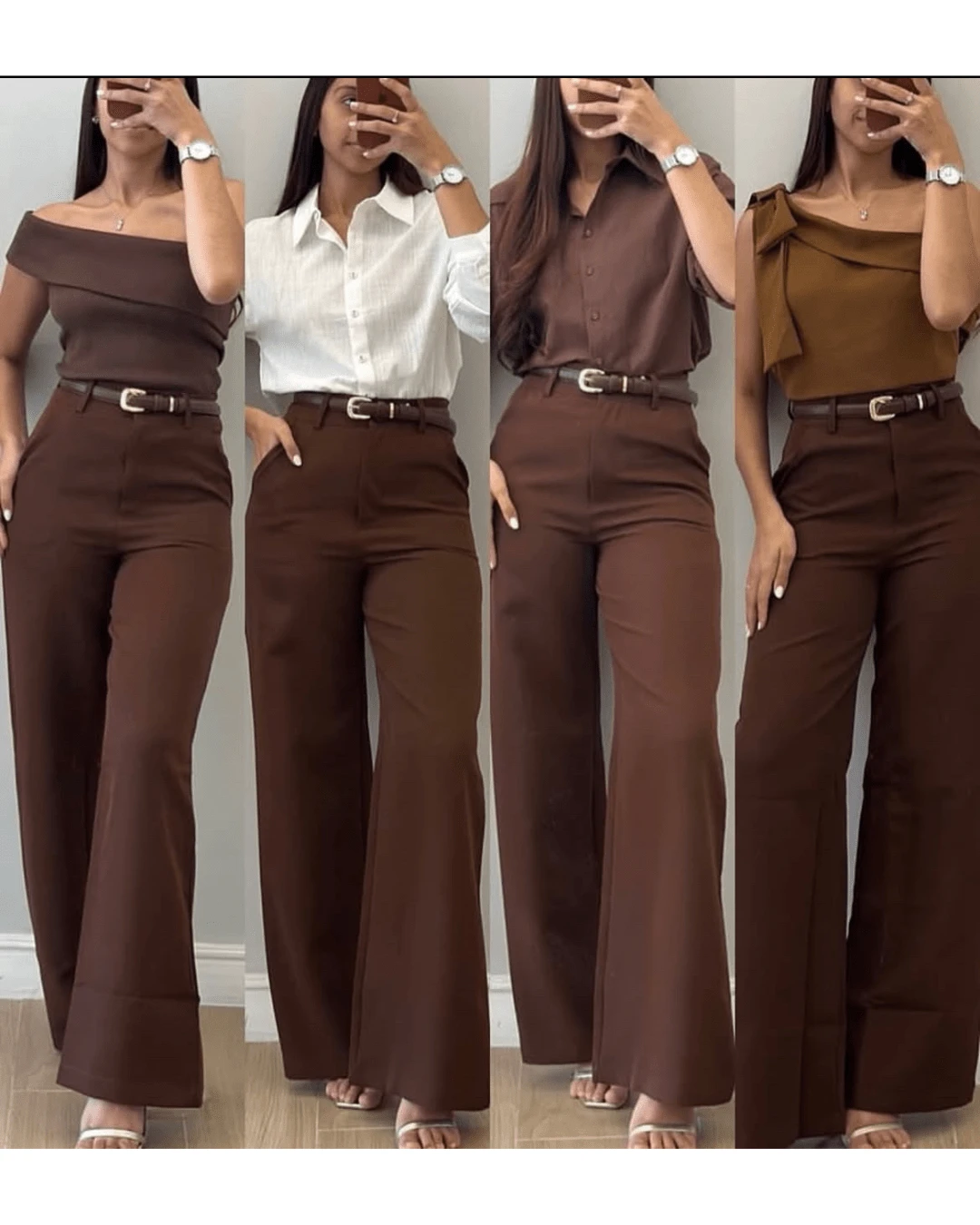WOMEN'S ELEGANT PANTS FRONT POCKET Daily Night - 鏽棕色 - 查看 1
