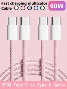 60W USB-C To Type-C Fast Charging Cable,[3.3ft/6.6ft/9.9ft] Long Nylon Braided Type-C Charging Data Cable,USB-C Power Cable,Compatible With IPhone 17/16/15 Pro Plus/Pro Max,Galaxy S25/S24/S23/S22,IPad Pro/Air And Other Mobile Phone Fast Charging Cables - Multicolor - View 17