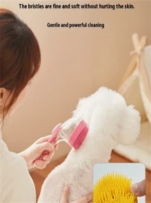 1 pieza Cepillo multiusos para el aseo de mascotas, cepillo de limpieza de mango largo, dispensador de líquido, masajeador cabelludo, cepillo de baño para perros y gatos, regalo de Pascua