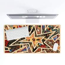 1 Stück vintage Stern Mauspad, Fantasy Art Schreibtischmatte 90x40cm, Büro Schreibtischzubehör mit Gummibasis und umsäumter Kante, rutschfestes Mauspad für Büro, Zuhause, als Geschenk für Frauen, Freundinnen, Geburtstage, Schulmaterial, Schulanfang