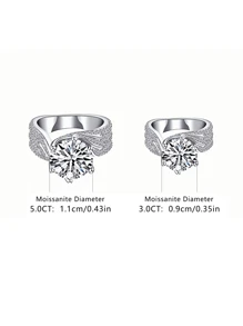 Anillo de plata de ley 925 con moissanita de 3-5 quilates, elegante y lujoso, perfecto para el compromiso/boda de la mujer, regalo ideal en caja de regalo