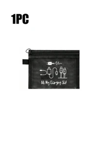 Mesh Cosmetic Bag With Charger Pattern And Letters Storage Bag With White Letters "Travel" Printed On It, Large Capacity, Red Air Cushion Storage Portable Storage Bag, Cosmetic Bag, Skin Care Bag, Bathroom Storage, Jewelry Storage, Lip Oil And Cosmetics Storage Bag,Travel Essentials, Dormitory Supplies, Wedding Bridal Gifts, Mother Gifts, Birthday Gifts, Gifts For Friends And Teachers - Multicolor - View 15