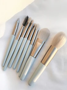 Set di mini pennelli per il trucco in stile macaron, 8 pezzi, kit portatile per occhi e blush, strumenti cosmetici per principianti