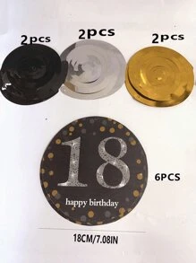 6pcs/1set Black Rose Gold PVC Spiral Hanging Ornaments For 18th/21th/30th/40th/50th/60th/70th Birthday Decorations Party Background Decoration Supplies