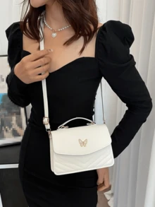 Customized Multi-Color PU Leather Bow Decor Flap Square Shoulder Bag, Suitable For Women's Daily Commute, Shopping, Travel, Gathering, Outings, Festivals, Mother's Day, Birthdays And Parties - Multicolor - View 5