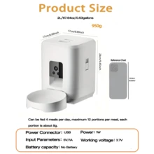 2L/67OZ 宠物喂食器，适用于猫和狗的智能自动食物分配器，带摄像头和计时器，USB 供电，无夜视功能，支持 Wi-Fi，防篡改/掉落盖子设计，可通过应用程序进行远程监控（不含适配器和电池） - 彩色 - 查看 2