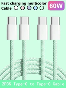 60W USB-C To Type-C Fast Charging Cable,[3.3ft/6.6ft/9.9ft] Long Nylon Braided Type-C Charging Data Cable,USB-C Power Cable,Compatible With IPhone 17/16/15 Pro Plus/Pro Max,Galaxy S25/S24/S23/S22,IPad Pro/Air And Other Mobile Phone Fast Charging Cables - Multicolor - View 21