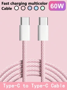 60W USB-C To Type-C Fast Charging Cable,[3.3ft/6.6ft/9.9ft] Long Nylon Braided Type-C Charging Data Cable,USB-C Power Cable,Compatible With IPhone 17/16/15 Pro Plus/Pro Max,Galaxy S25/S24/S23/S22,IPad Pro/Air And Other Mobile Phone Fast Charging Cables - Multicolor - View 28