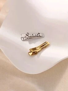 Ladies Personalised Gold Heart Hairpin - Custom Name "Sarah" Carved Stainless Steel Elegant Vintage Style - Perfect For Anniversary Or Valentine's Day Gifts, Hair Accessories | Heart-Shaped Details | Delicately Carved, Lovely Hairpin - Multicolor - View 2