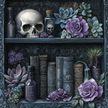 JOZYSH 1 Set Of 40x40cm/15.7x15.7-Inch DIY Cross Stitch Kit, Skull Bookshelf Printing Cross Stitch Kit, Random Thread Board Cross Stitch Material Kit, Living Room Entrance Bedroom Decoration, Home Decoration Art Gift - Multicolor - View 10