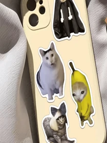 25/50 pezzi Simpatici adesivi divertenti a tema gatto, adatti per decorare taccuini, custodie per telefono, diari, borracce