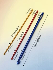 3 piezas Ganchos de crochet de aluminio afganos y tunecinos con mangos ergonómicos, aptos para ganchillo, tejido, costura y bordado