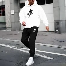 MEN'S SWEATSHIRT WITH PANTS AND PRINTED SHIRT SET NEW HOT CJ002