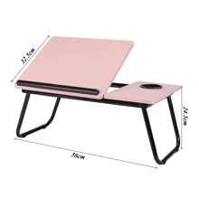 Laptop Table For Bed, Five-Position Adjustable Tabletop Section Laptop Table For Bed With Foldable Legs Cup Holder, Laptop Stand For Bed, Laptop Bed Table, Portable Lap Table, Tray Table Over Bed For Laptop And Writing Dining, Black