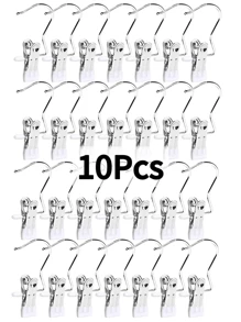 20Pcs,Simple Stainless Steel Hook Clip, Stainless Steel Clothes Clip,Clothes Hooks,Multifunctional Single Hook Clip For Pants, Skirts, Room Decoration Stuff,Organization And Storage,Drying Windproof Hook Clip, Household Space Saving Organizer For Bedroom, Closet, Wardrobe, Home, Dorm