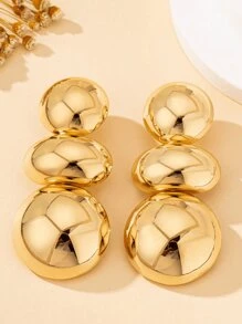 One Pair Of Fation Stud Earrings Clear Surface Chunky Jewelry