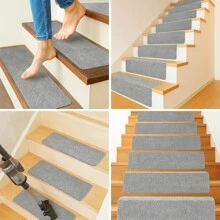 8 PIEZAS Pisadas antideslizantes para escaleras - Alfombras adhesivas de doble cara para escalones de madera/concreto, interior/exterior, almohadillas de seguridad con reducción de ruido (instalación sin taladro)