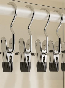 20Pcs,Simple Stainless Steel Hook Clip, Stainless Steel Clothes Clip,Clothes Hooks,Multifunctional Single Hook Clip For Pants, Skirts, Room Decoration Stuff,Organization And Storage,Drying Windproof Hook Clip, Household Space Saving Organizer For Bedroom, Closet, Wardrobe, Home, Dorm