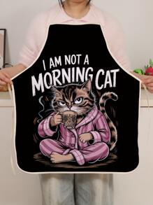 1 Stück modische Katzendruck Polyester-Schürze zum Kochen, Backen und Reinigen, ideal als Geschenk zur Abschlusszeit