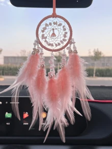 1 件奢华水晶石，羽毛捕梦网风铃汽车吊坠，优雅汽车内饰装饰挂饰 - 水晶車掛 - 查看 19