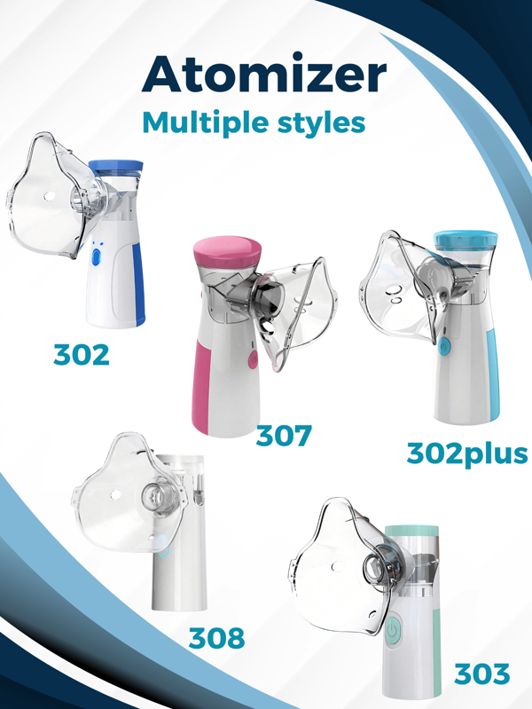 Nébuliseur, nébuliseur portable, machine à nébuliser pour adultes et enfants (rose, bleu, vert, une variété de couleurs et de styles), pour les problèmes respiratoires, masques de nébulisation et taux de nébulisation réglable Nébuliseur à maille avec cordon d'alimentation USB, hydratation du visage (pile non incluse)