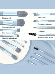 Set di mini pennelli per il trucco in stile macaron, 8 pezzi, kit portatile per occhi e blush, strumenti cosmetici per principianti