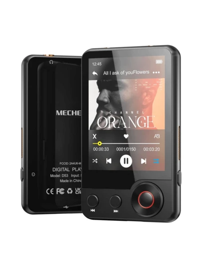 128GB 蓝牙 MP3 播放器 - MECHEN D53 便携式 MP3 音乐播放器，配备 HiFi 扬声器、2.4 英寸屏幕 MP3 播放器，带录音功能、FM 收音机、触摸屏，支持高达 128GB 的 SD 卡 (D53)