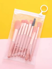 Set di mini pennelli per il trucco in stile macaron, 8 pezzi, kit portatile per occhi e blush, strumenti cosmetici per principianti