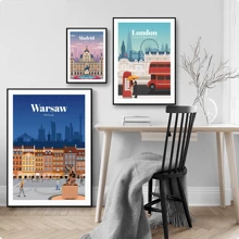 1pc/3PCS Images A Wall Arts Posters Modern Travel Amsterdam Tokyo London Iceland Bali Vancouver Travel Posters And Prints Modern Wall Art City Painting Landscape Oil Painting Frameless/Framed Canvas Art ,Wall Art With Frame