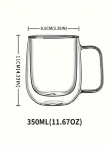 2pcs Simple Light Luxury Double-Layer Insulated Heat Preservation Good Glass Coffee Cup With Double Wall Insulation, , Transparent, With Portable Handle, Suitable For Cappuccino, Latte, Tea, Hot And Cold Drinks, Suitable For Easter, Christmas, Birthday Party Back To School