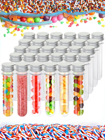 20 个 115 毫升/3.8 盎司透明塑料试管（带盖）、大号 150 X 33 毫米平底试管、小号万圣节糖果罐、铝制旋盖 - 适用于糖果、浴盐、科学实验和液体储存