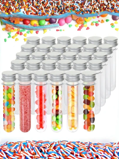 20 个 115 毫升/3.8 盎司透明塑料试管（带盖）、大号 150 X 33 毫米平底试管、小号万圣节糖果罐、铝制旋盖 - 适用于糖果、浴盐、科学实验和液体储存