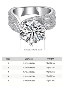 Anillo de plata de ley 925 con moissanita de 3-5 quilates, elegante y lujoso, perfecto para el compromiso/boda de la mujer, regalo ideal en caja de regalo