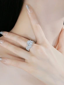 Anillo de plata de ley 925 con moissanita de 3-5 quilates, elegante y lujoso, perfecto para el compromiso/boda de la mujer, regalo ideal en caja de regalo
