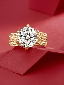 Anillo de plata de ley 925 con moissanita de 3-5 quilates, elegante y lujoso, perfecto para el compromiso/boda de la mujer, regalo ideal en caja de regalo
