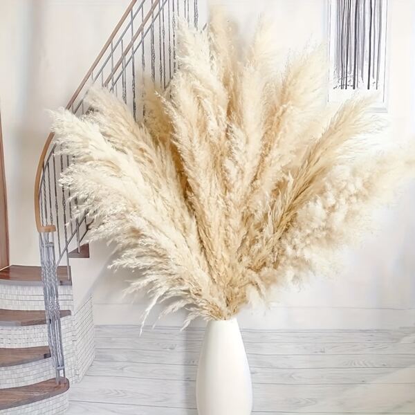 Buchet de 10 flori artificiale pufoase din iarbă de pampas, 23" - Ideal pentru vaze de podea și decorațiuni de nuntă | Versatil pentru decorațiuni de casă la țară, de masă și de perete | Cadoul perfect pentru Crăciun, Sfântul Patrick, Anul Nou, Ziua Îndrăgostiților și Ziua Recunoștinței. Cadouri de ziua de naștere de vară, pentru plajă, pentru întoarcerea la școală, rechizite școlare, decor pentru cameră