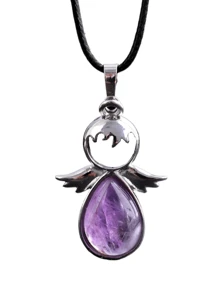 Natural Crystal Stone Cat-Shaped Alloy Inlaid Semi-Precious Stone Alloy Pendant, Wholesale Jewelry DIY Necklace Components