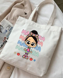 1 pieza Bolso de hombro tipo tote de estilo minimalista con estampado de DIA DEL MAESTRO, adecuado para trabajo, viajes, compras, escuela, gran capacidad, portátil, apropiado para adolescent - Multicolor - Ver 3