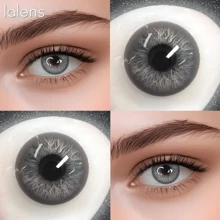 Lalens Lentes de contacto de color rosa en forma de corazón Lalens Sweet Heart, de uso semestral, para ojos marrones oscuros. Lentes de contacto de color azul natural, de uso semestral, para ojos marrones claros. Lentes de contacto de color gris, de uso diario, de 6 meses de duración, para embellecer los ojos. Dos piezas de lentes de contacto de color suaves en un solo paquete.