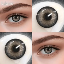 Lalens Lentes de contacto de color rosa en forma de corazón Lalens Sweet Heart, de uso semestral, para ojos marrones oscuros. Lentes de contacto de color azul natural, de uso semestral, para ojos marrones claros. Lentes de contacto de color gris, de uso diario, de 6 meses de duración, para embellecer los ojos. Dos piezas de lentes de contacto de color suaves en un solo paquete.