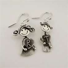1 Par de Brincos Pendentes de Figuras de Casal Minimalista Retrô com Carta de Amor, Presente de Joia da Moda para Festas para Mulheres