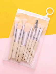 Set di mini pennelli per il trucco in stile macaron, 8 pezzi, kit portatile per occhi e blush, strumenti cosmetici per principianti