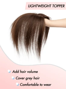 Tópicos para cabelo para mulheres, cabelo humano real, sem franja, 360° 3D cabelo humano para cabelo ralo, cabelo grisalho, perda de cabelo, adiciona volume ao cabelo, base com 3 clipes, tópicos para mulheres (castanho escuro 8-14 polegadas)